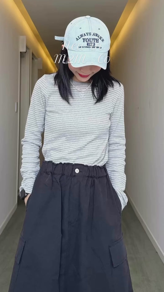 預訂款*華夫格橫間彈性Top